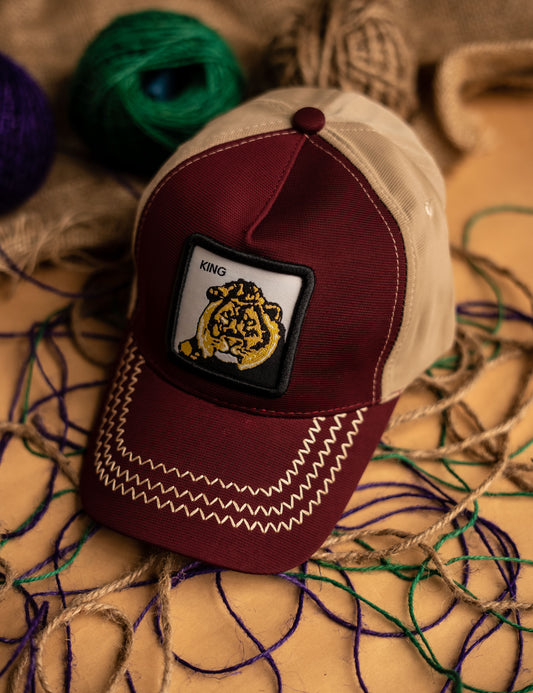 Maroon Multi Lion Cap