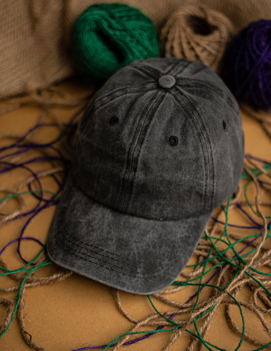 Dark Grey Washed Denim Cap