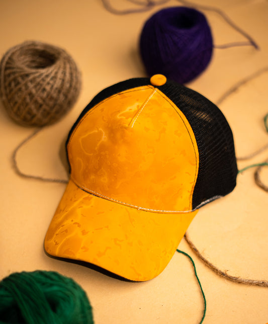 3D Yellow Camouflague Net Cap