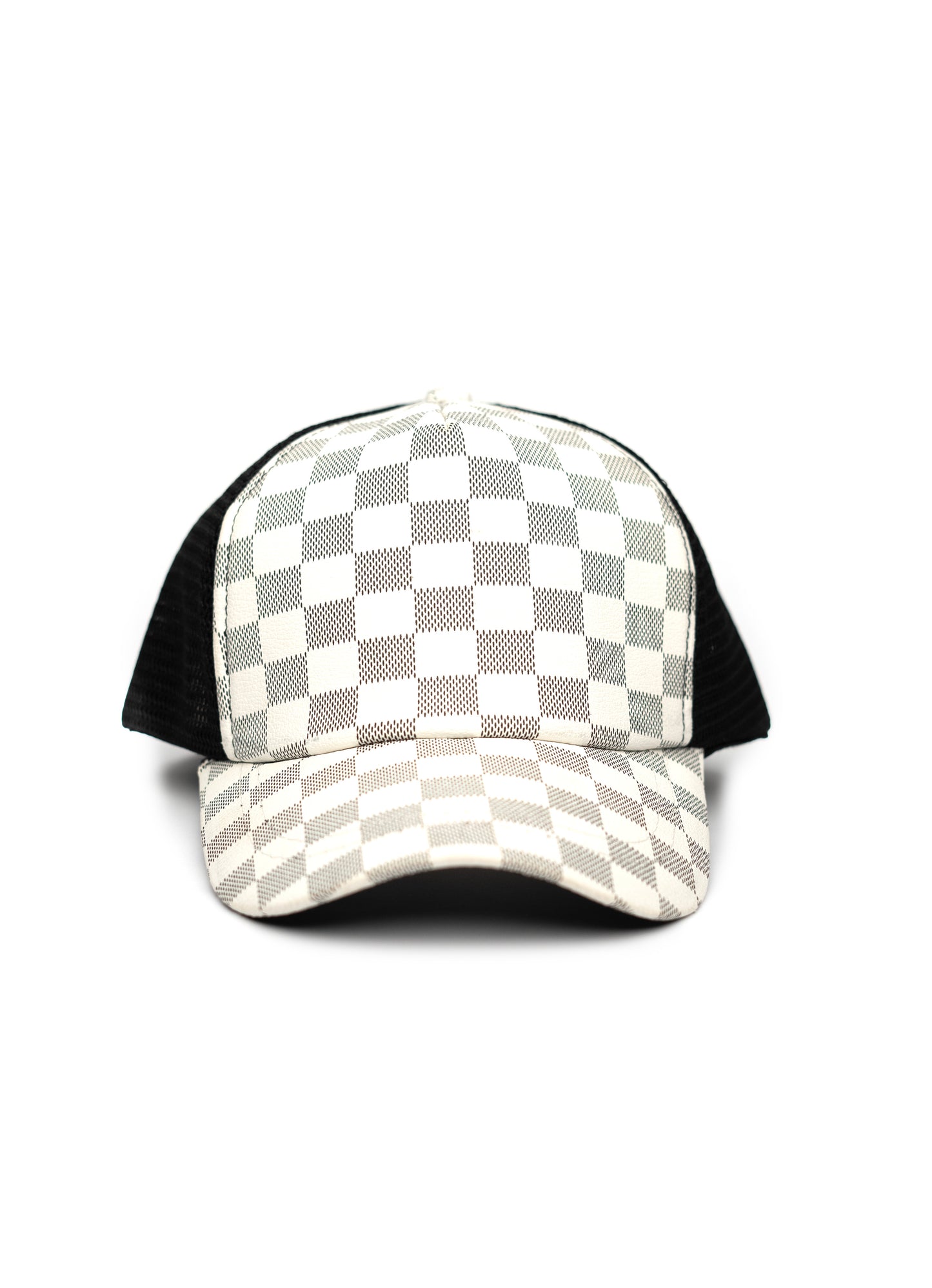 White Checkered Net Cap