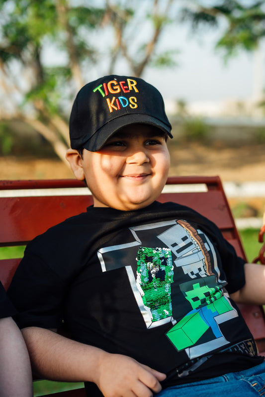 Black Tiger Kids Cap