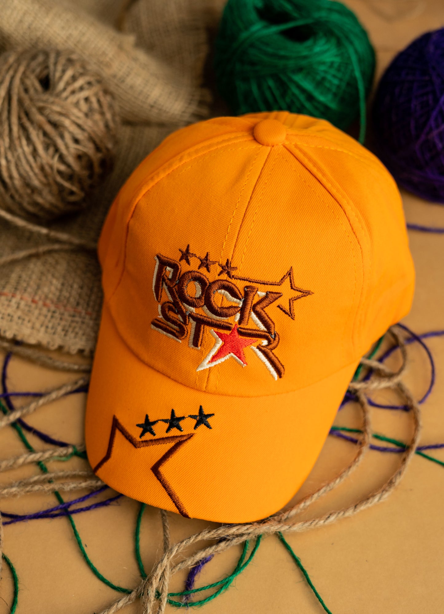 Orange Rockstar Kids Cap