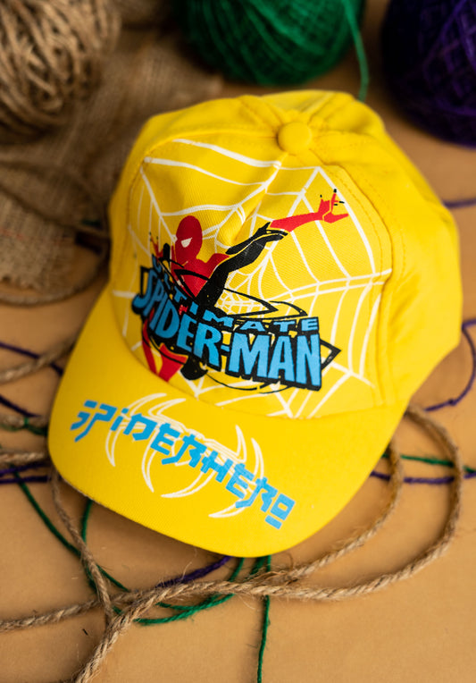 Yellow 3D Spiderman Kids Cap