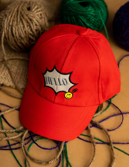 Red Hello Kids Cap