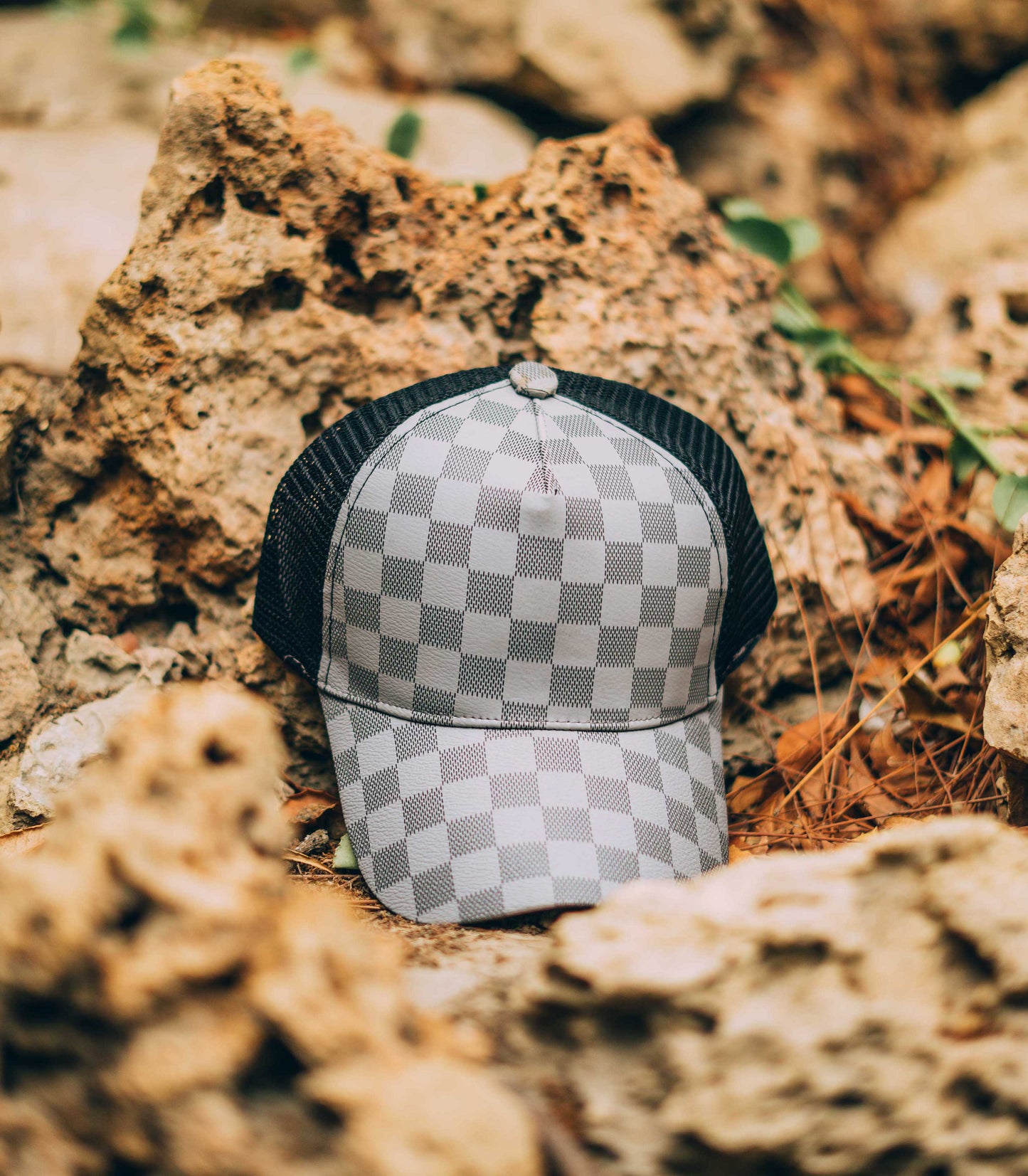 Grey Checkered Cap