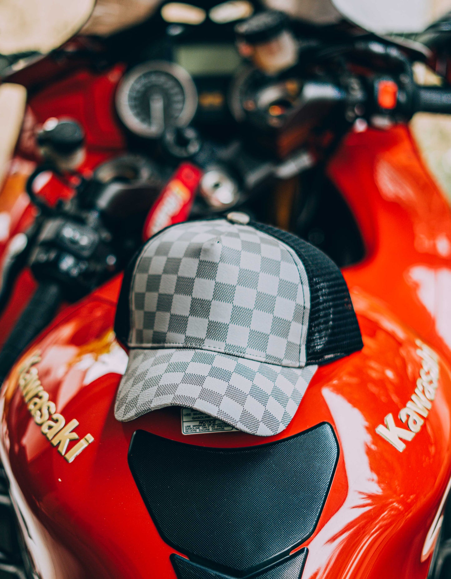 Grey Checkered Cap