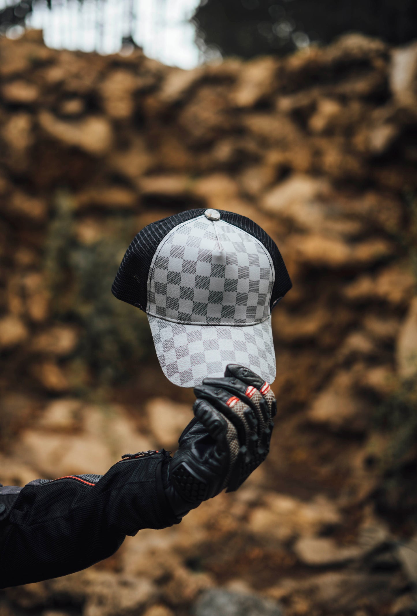 Grey Checkered Cap