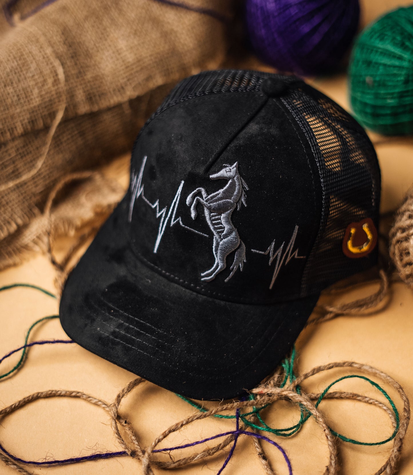 Black Horse Premium Suede Cap