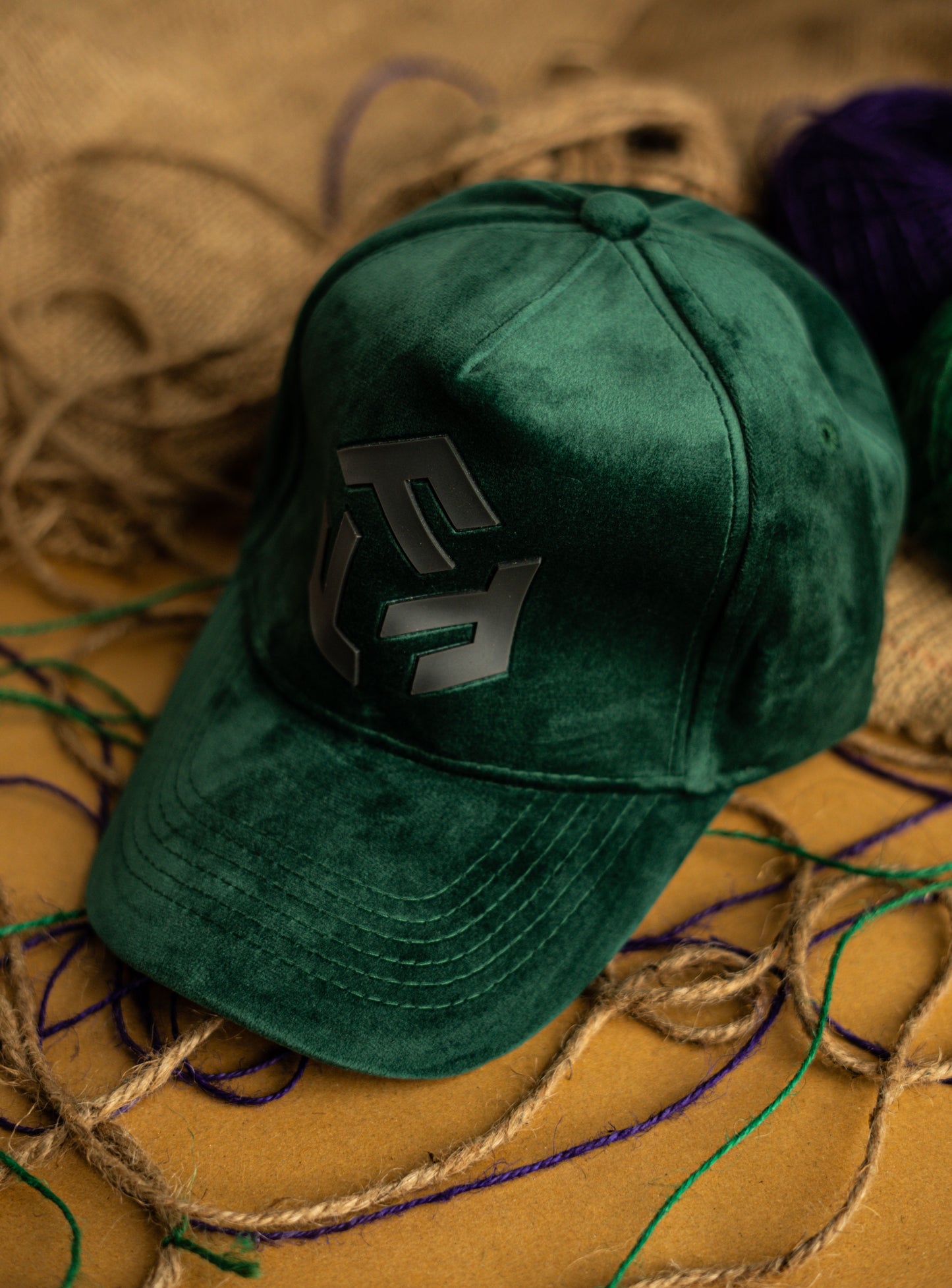 Green F Suede Cap