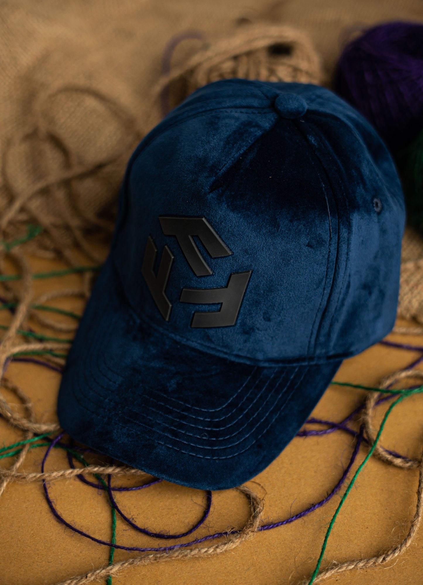 Blue F Suede Cap