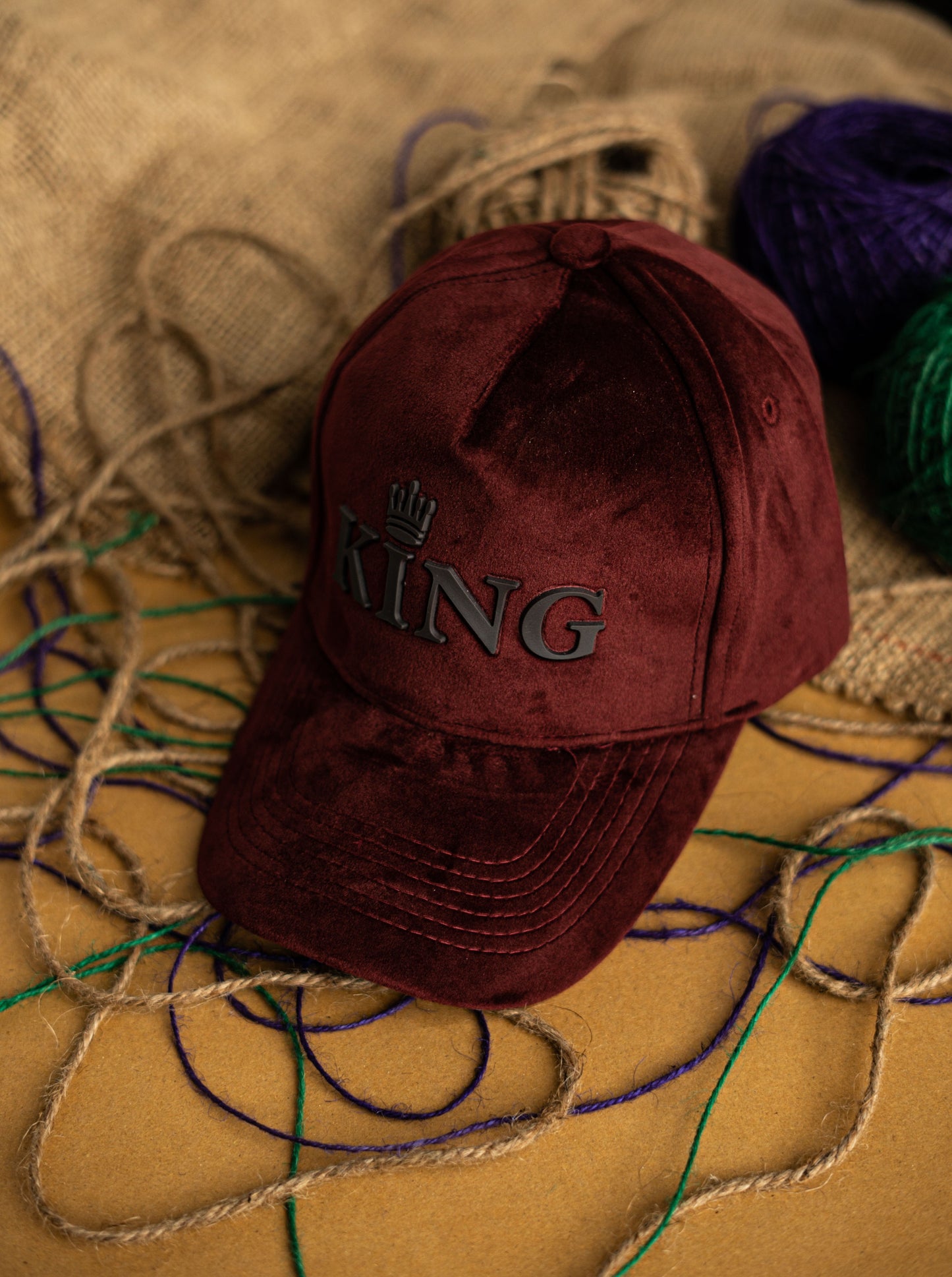 Maroon King Suede Cap