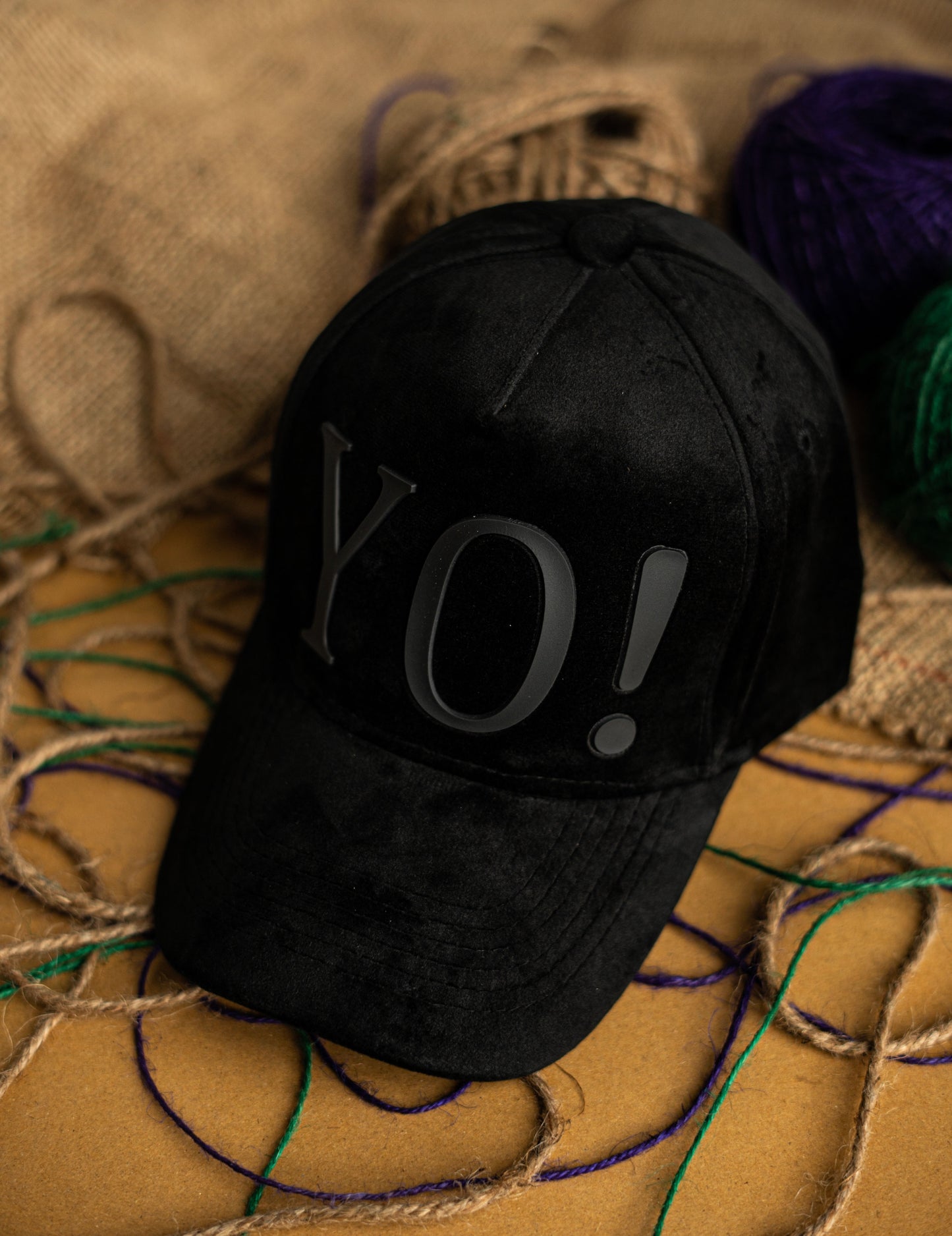 Black Yo Suede Cap