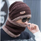 Beanie Cap Neck Warmer Beanie Full Set-2 Piece Brown