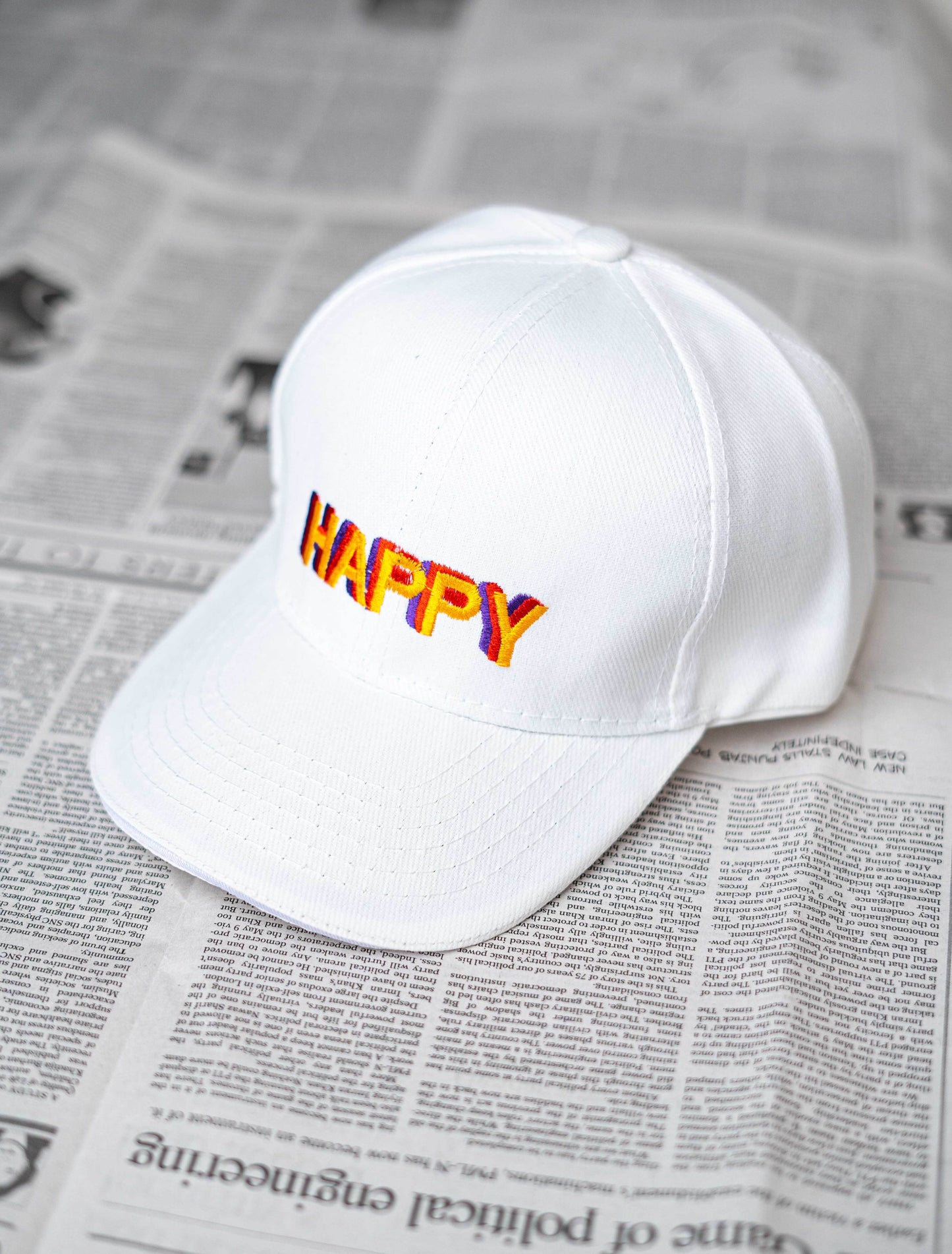 White Happy Cap