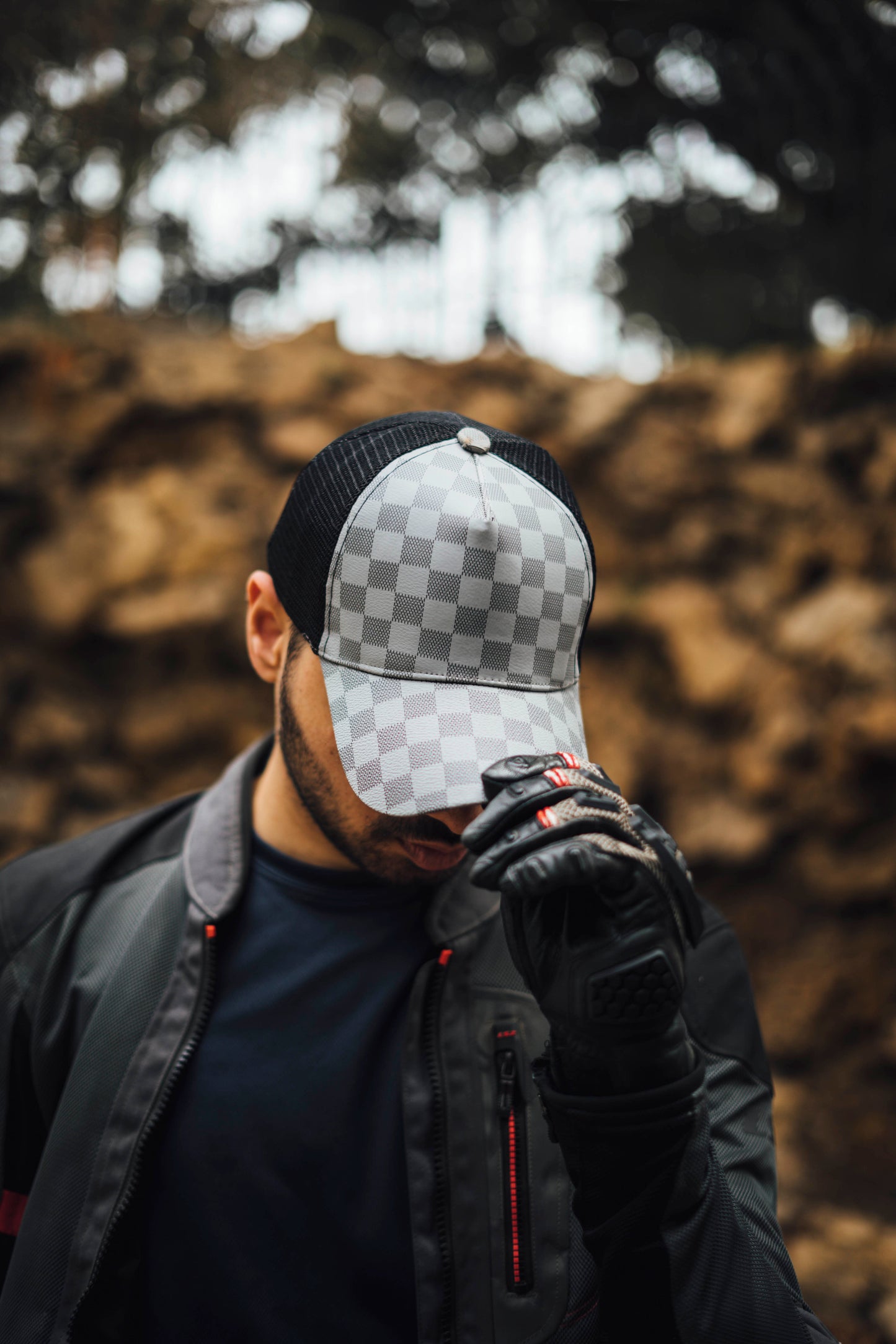 Grey Checkered Cap